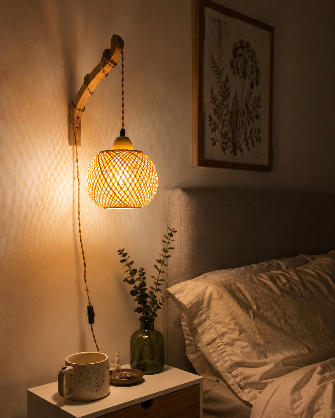 Nori | Woven Rattan Wall Lantern