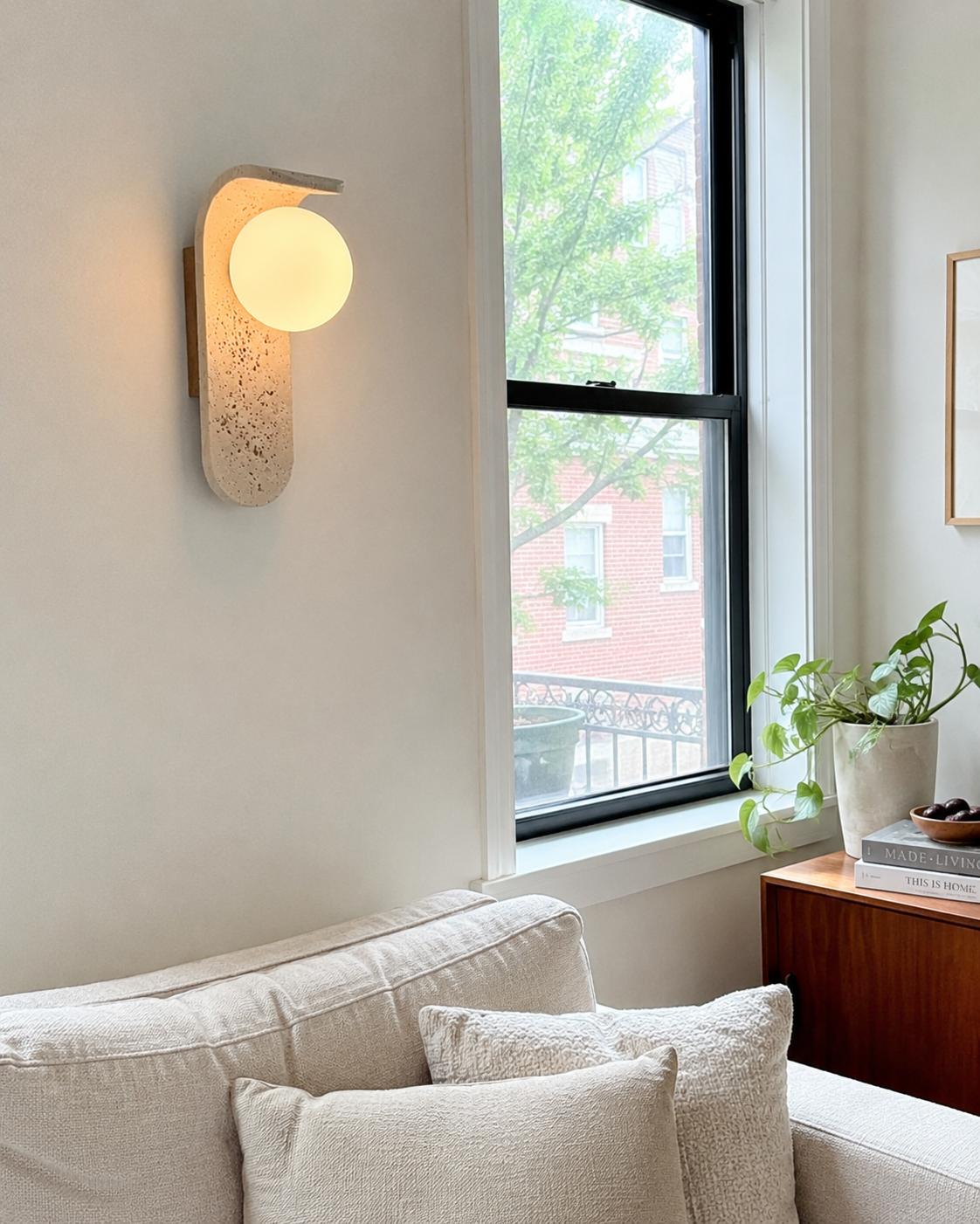 Sona | Travertine Wall Sconce