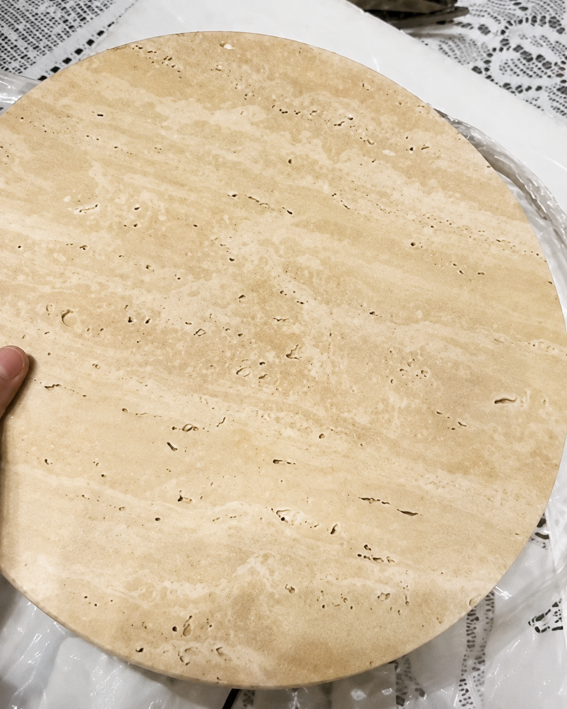 Mira | Round Travertine Wall Sconce