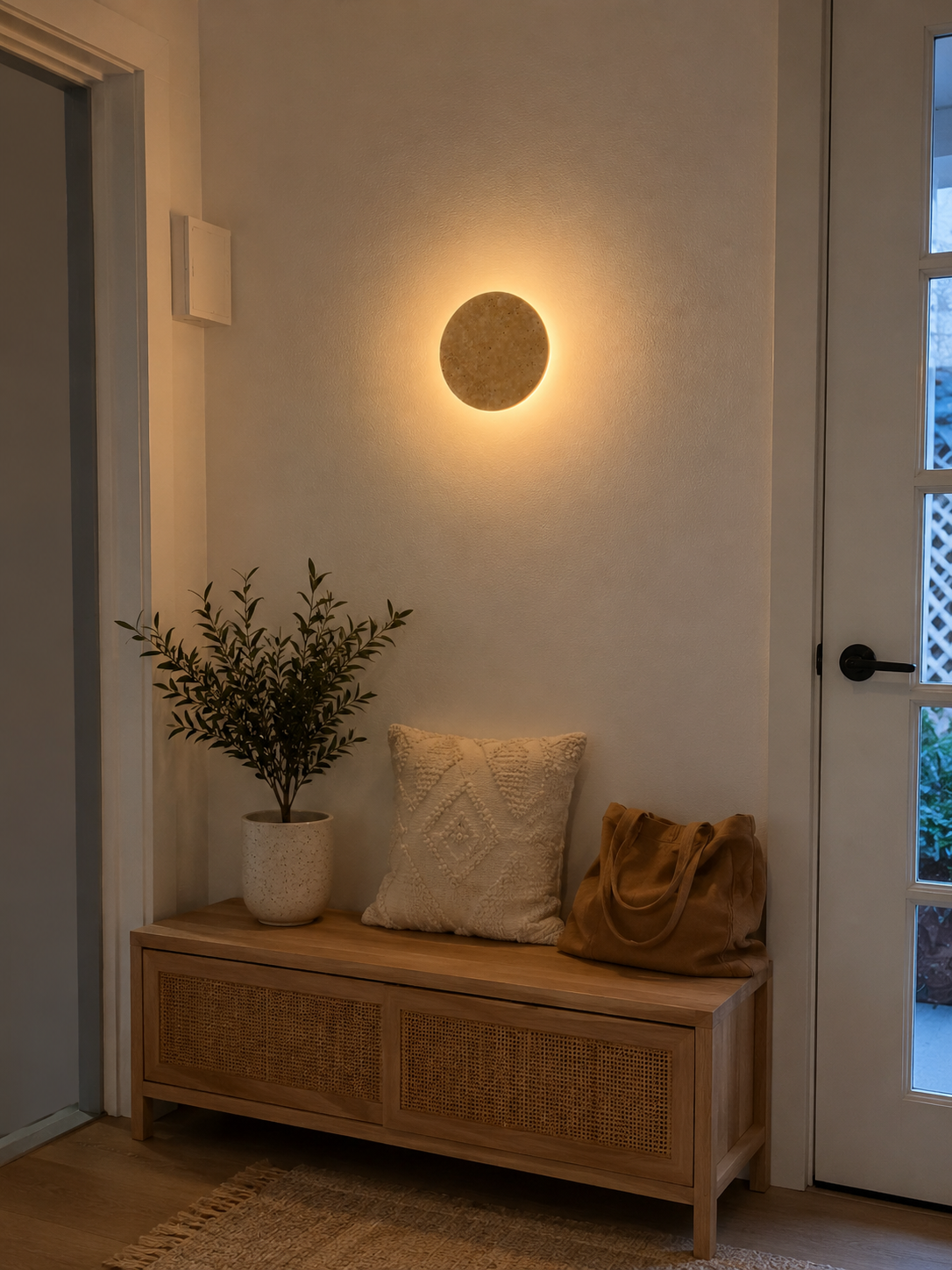 Mira | Round Travertine Wall Sconce