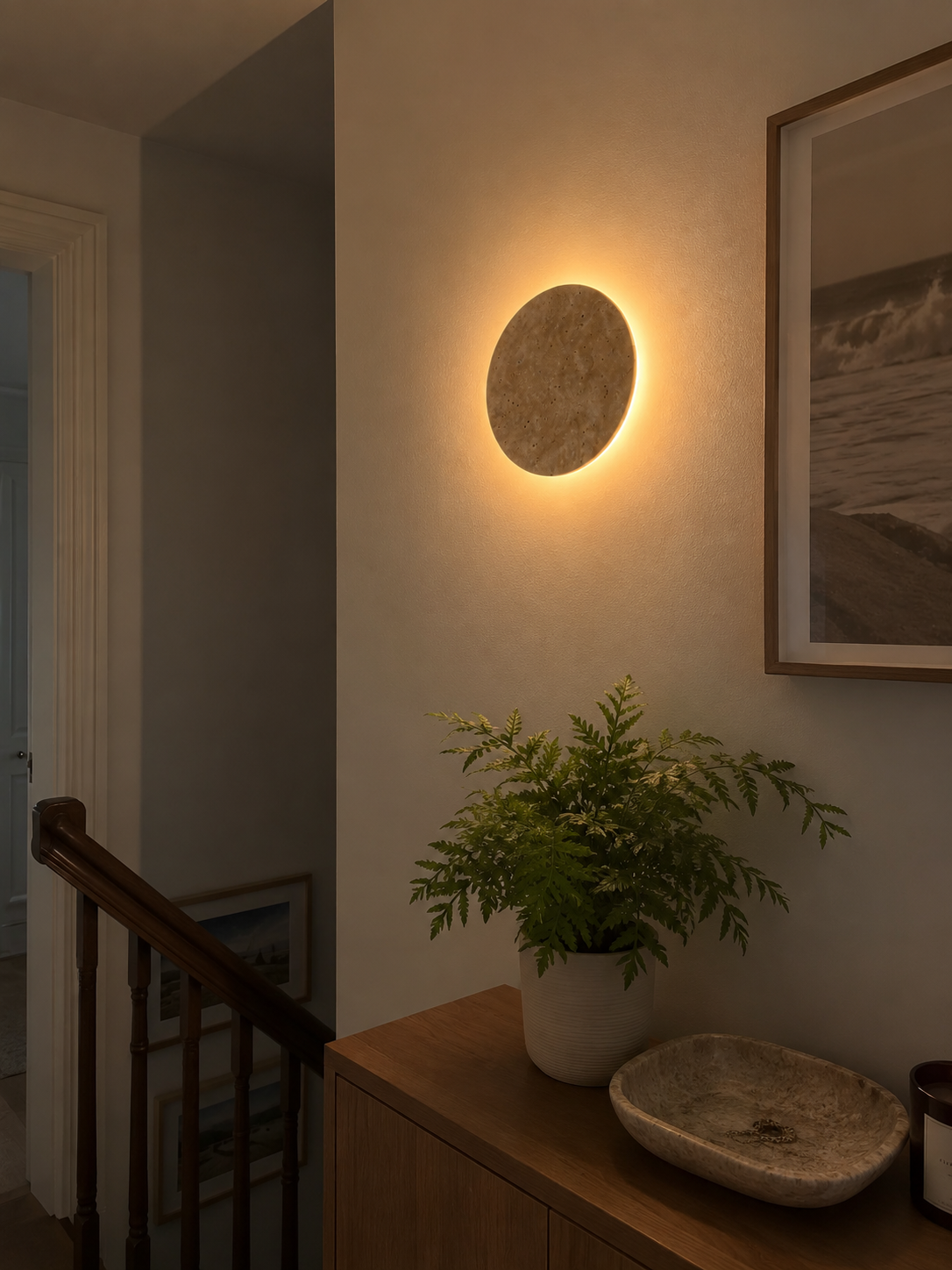Mira | Round Travertine Wall Sconce