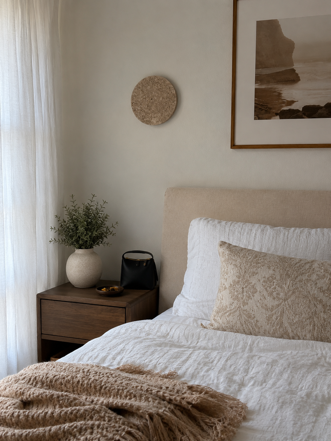Mira | Round Travertine Wall Sconce
