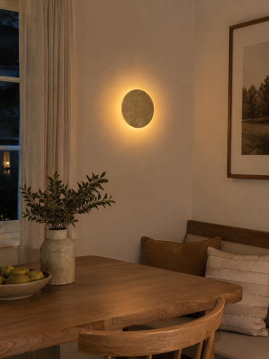Mira | Round Travertine Wall Sconce