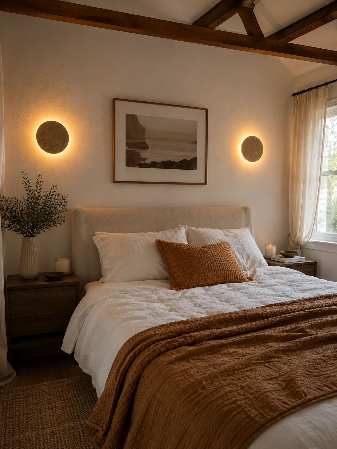 Mira | Round Travertine Wall Sconce