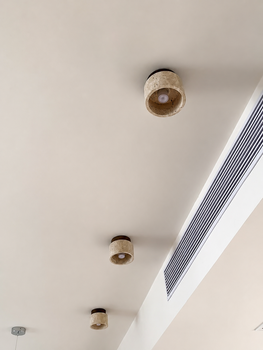 Noma | Travertine & Wood Flush Ceiling Light