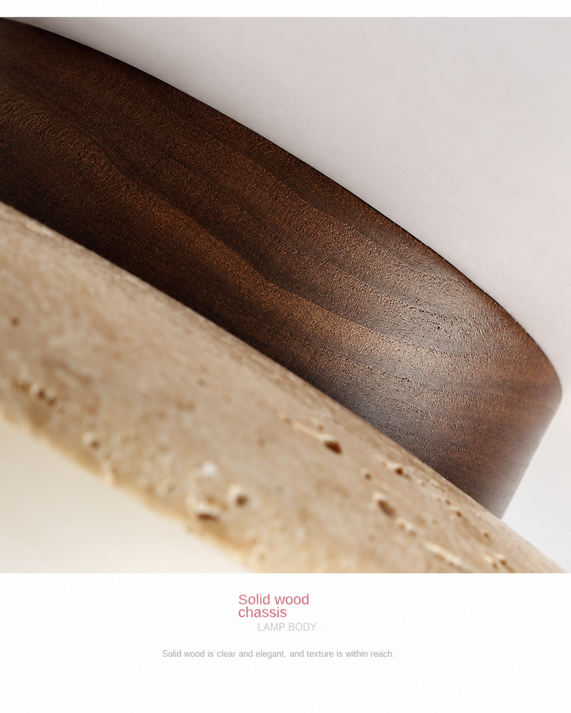 Noma | Travertine & Wood Flush Ceiling Light