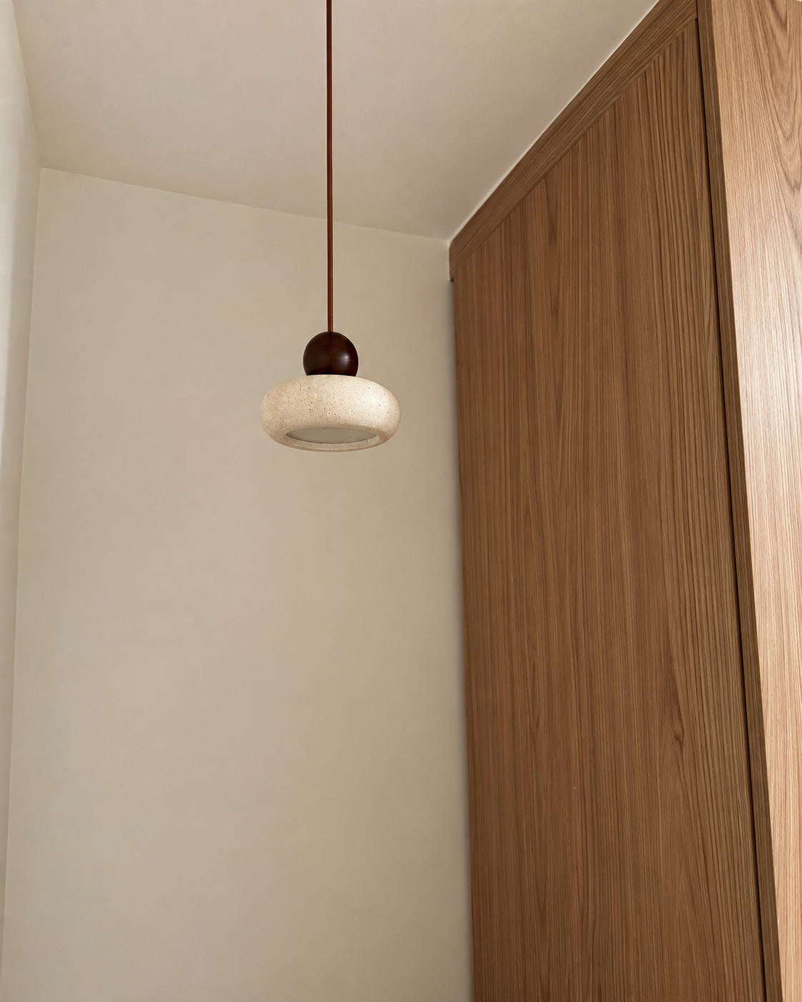 Toba | Travertine & Wood Pendant Light