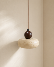 Toba | Travertine & Wood Pendant Light