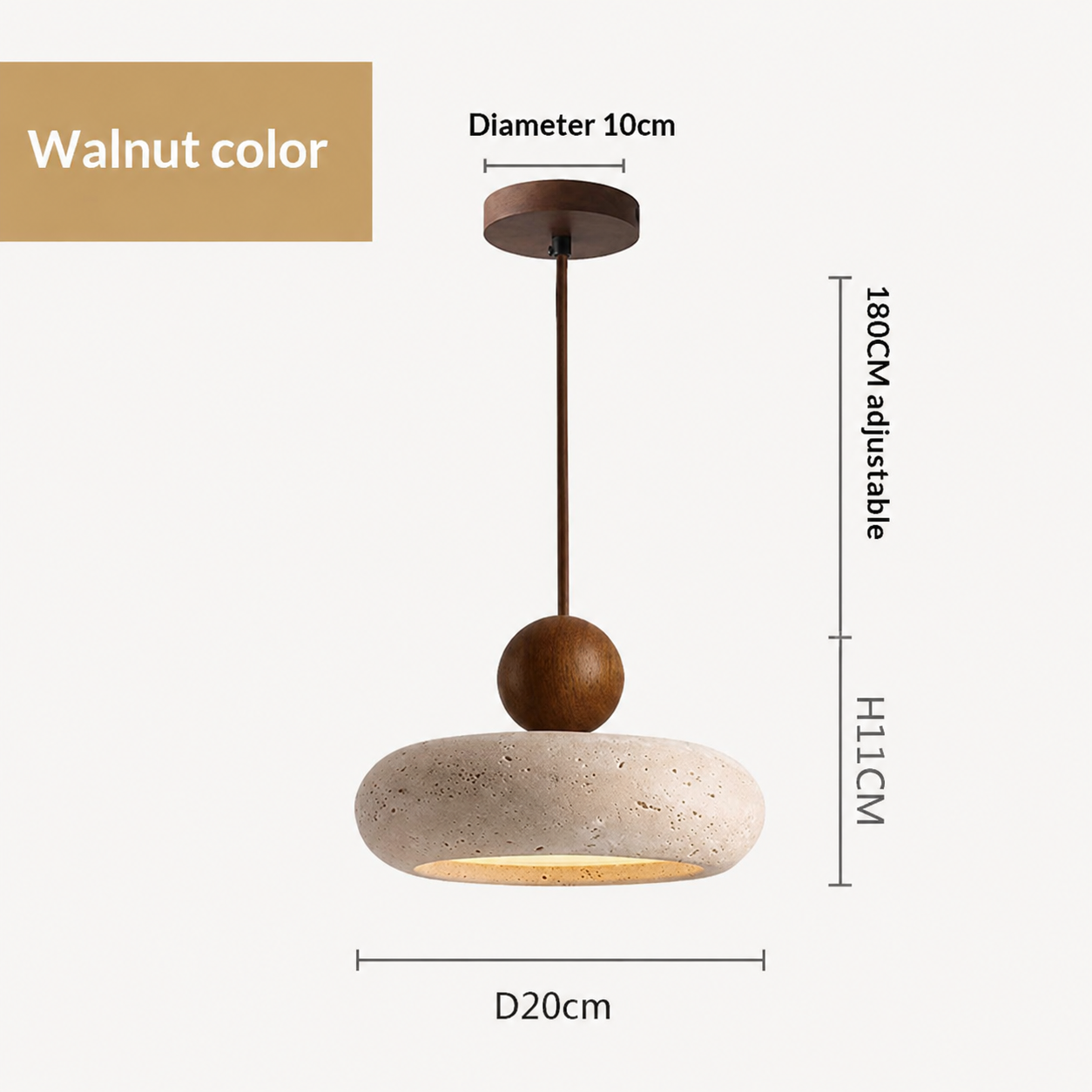Toba | Travertine & Wood Pendant Light