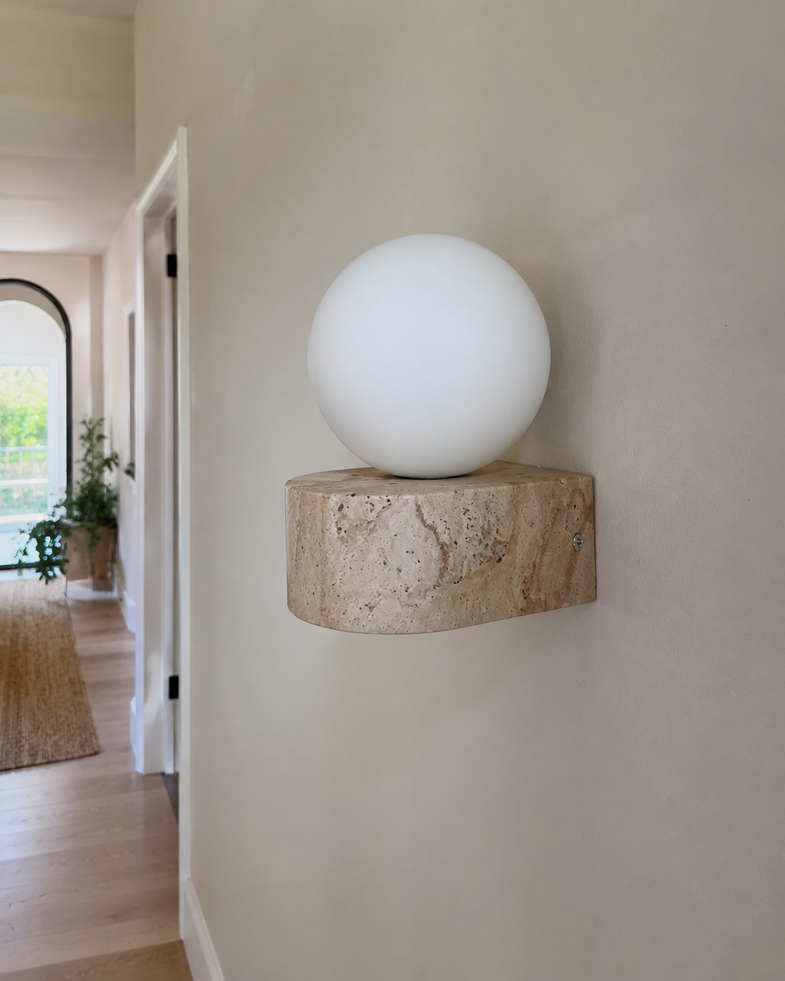 Rova | Travertine Wall Globe Sconce