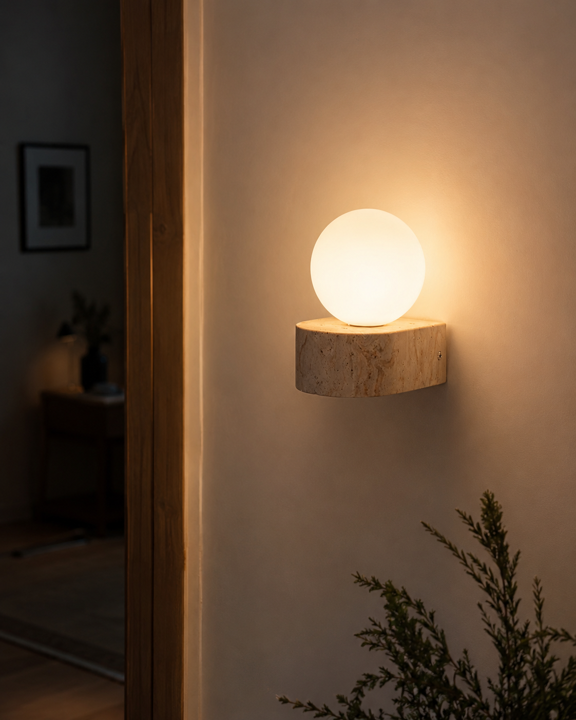 Rova | Travertine Wall Globe Sconce