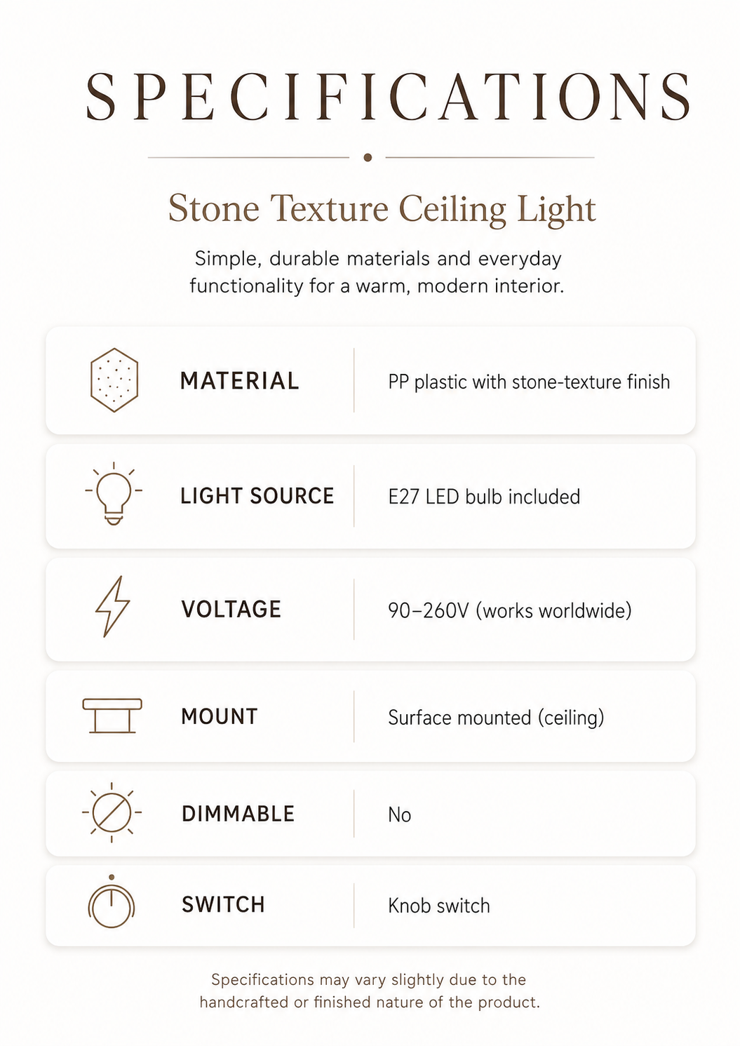Luna | Wabi-Sabi Half-Dome Ceiling Light