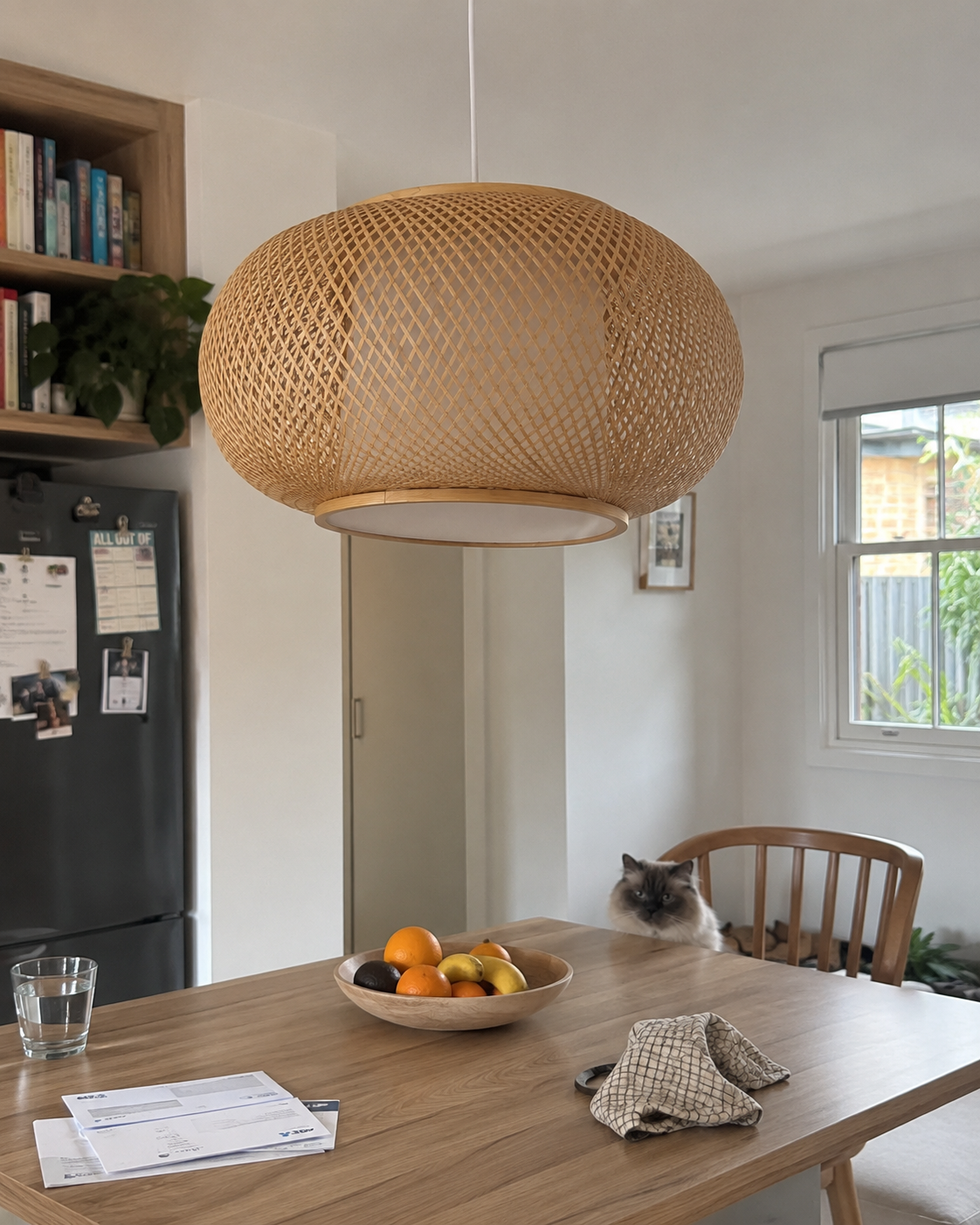 Tsuki | Japanese Woven Bamboo Pendant Light