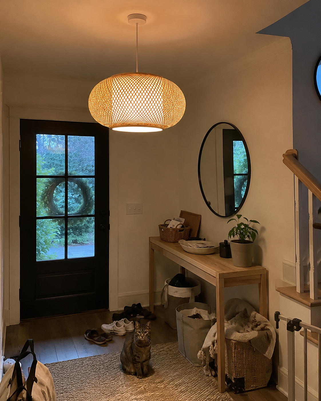 Tsuki | Japanese Woven Bamboo Pendant Light
