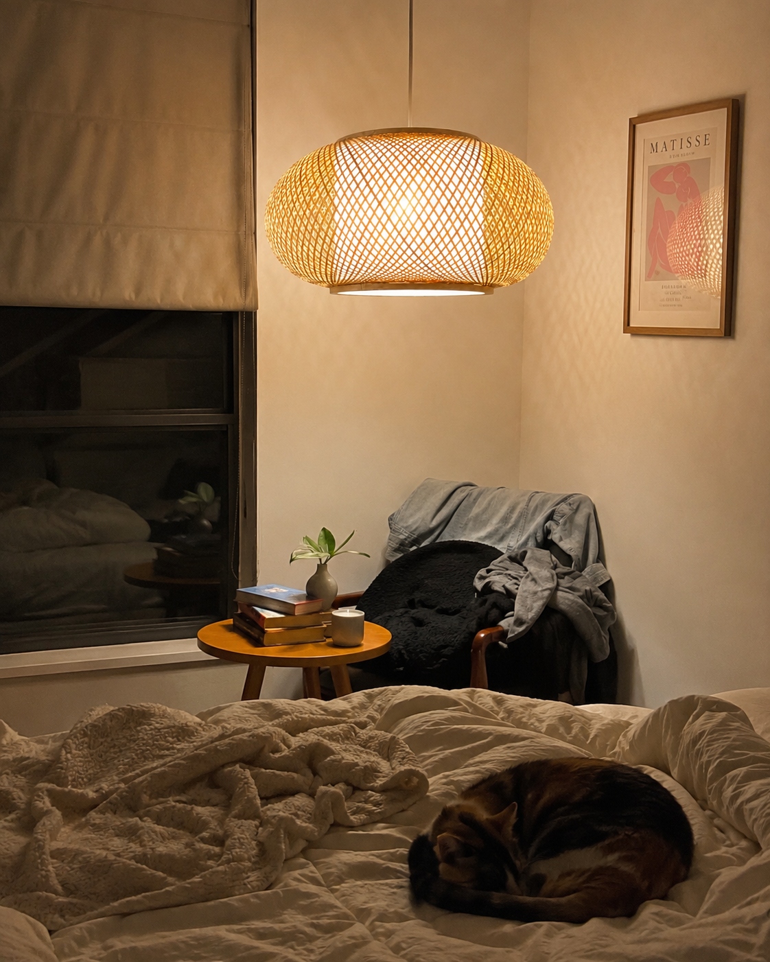 Tsuki | Japanese Woven Bamboo Pendant Light