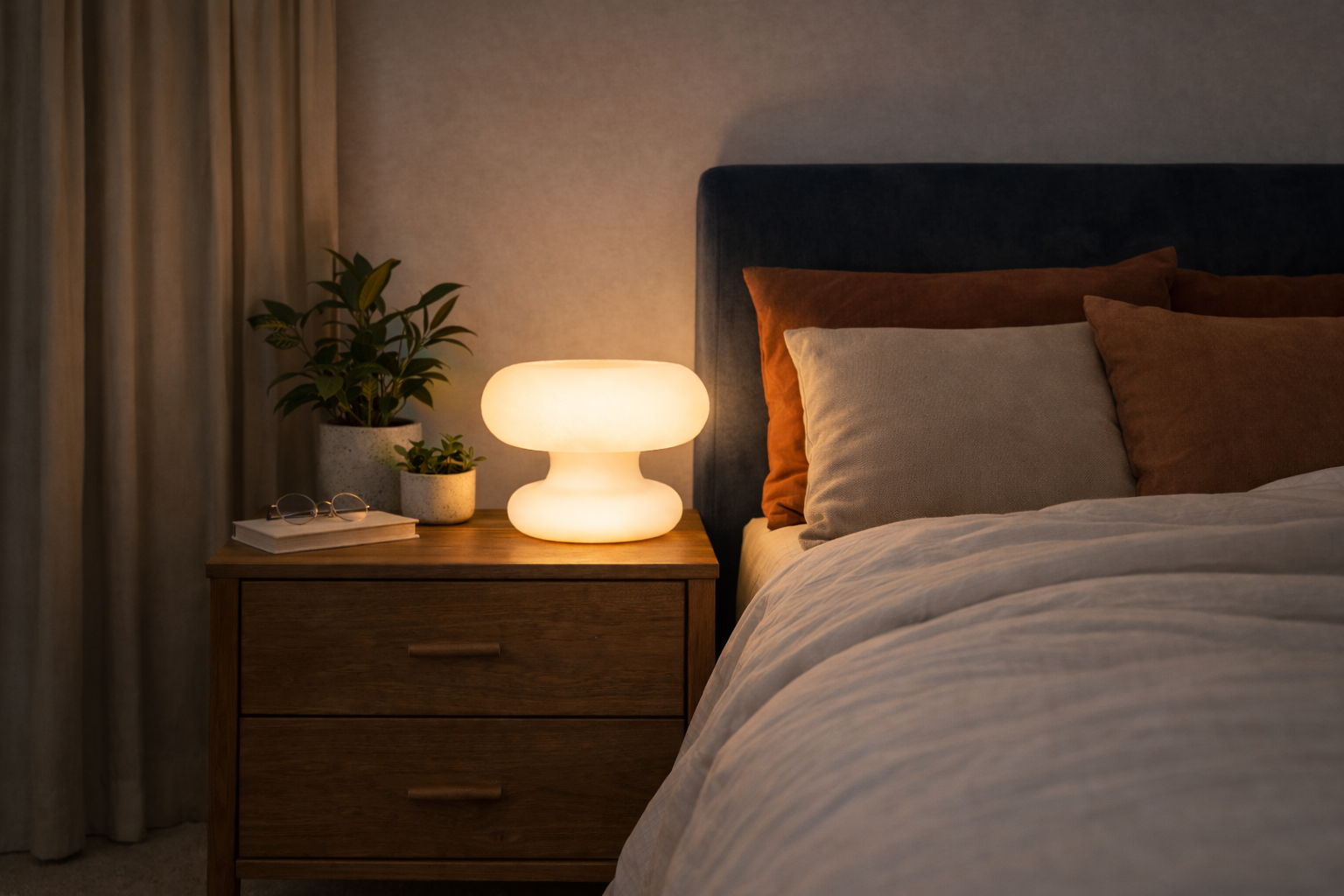 Modern Frosted Glass Mushroom Table Lamp