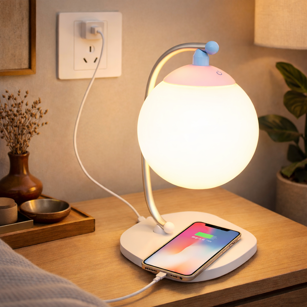 Modern Globe Wood Table Lamp
