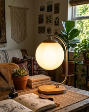 Modern Globe Wood Table Lamp