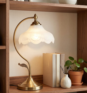 Vintage Glass Flower Brass Table Lamp
