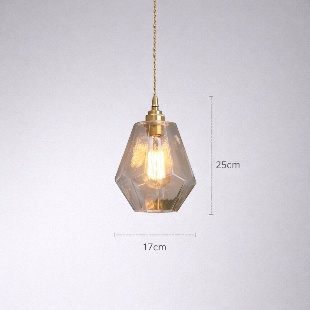 Nordic Minimalist Brass and Glass Pendant Light