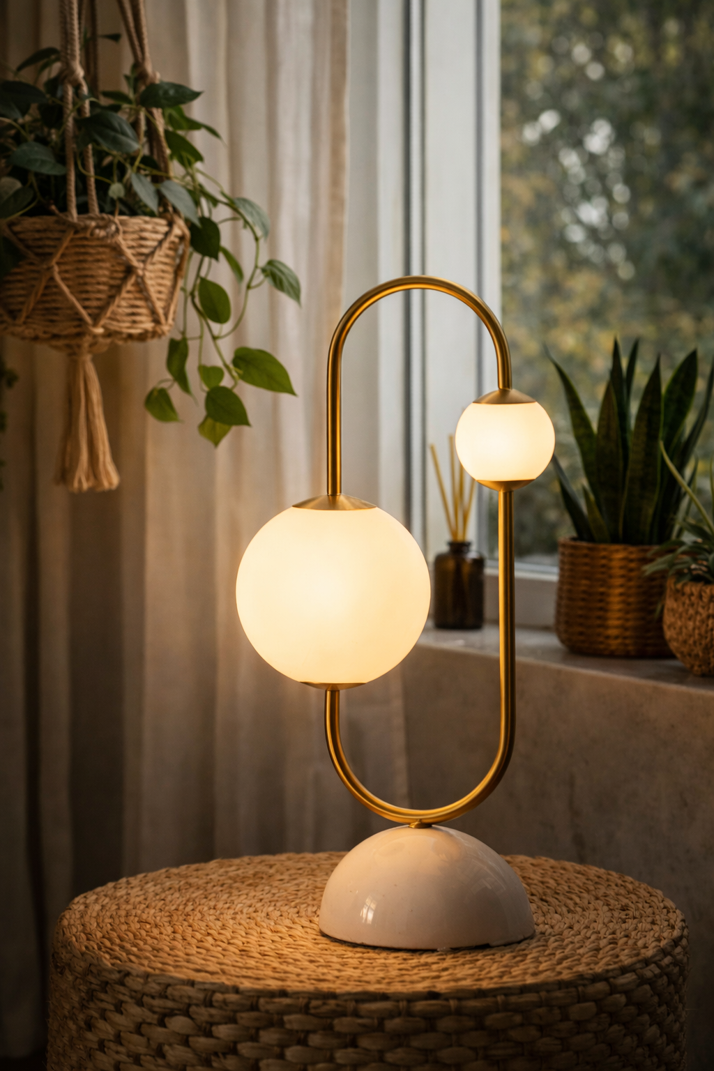 Modern Brass Globe Table Lamp