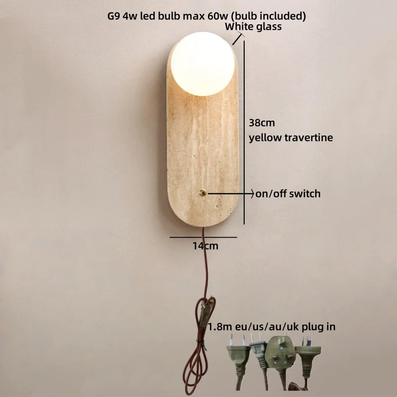 Tama | Yellow Travertine Wall Sconce