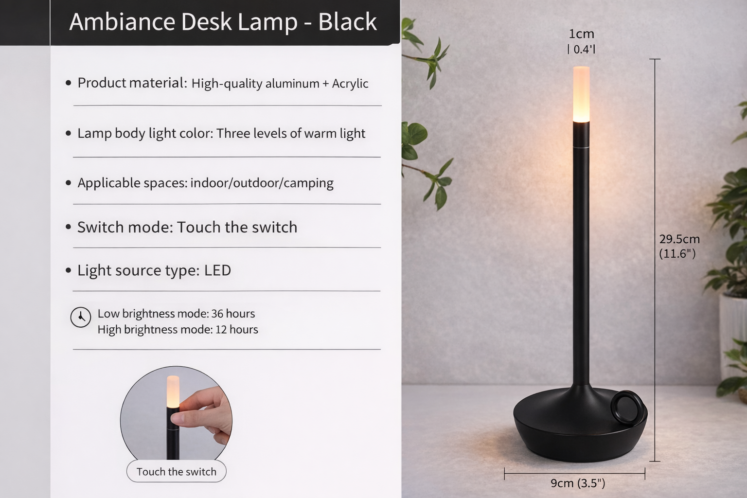 Modern Minimalist LED Vintage Candle Table Lamp