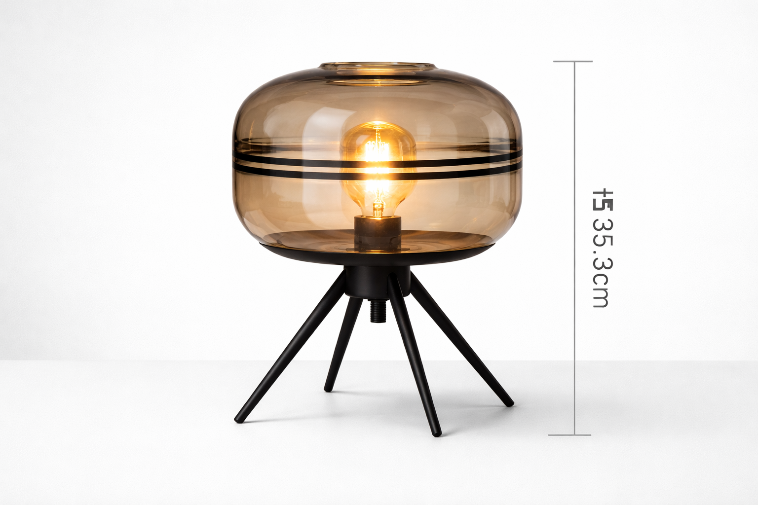 Modern Smoked Glass Tripod Table Lamp