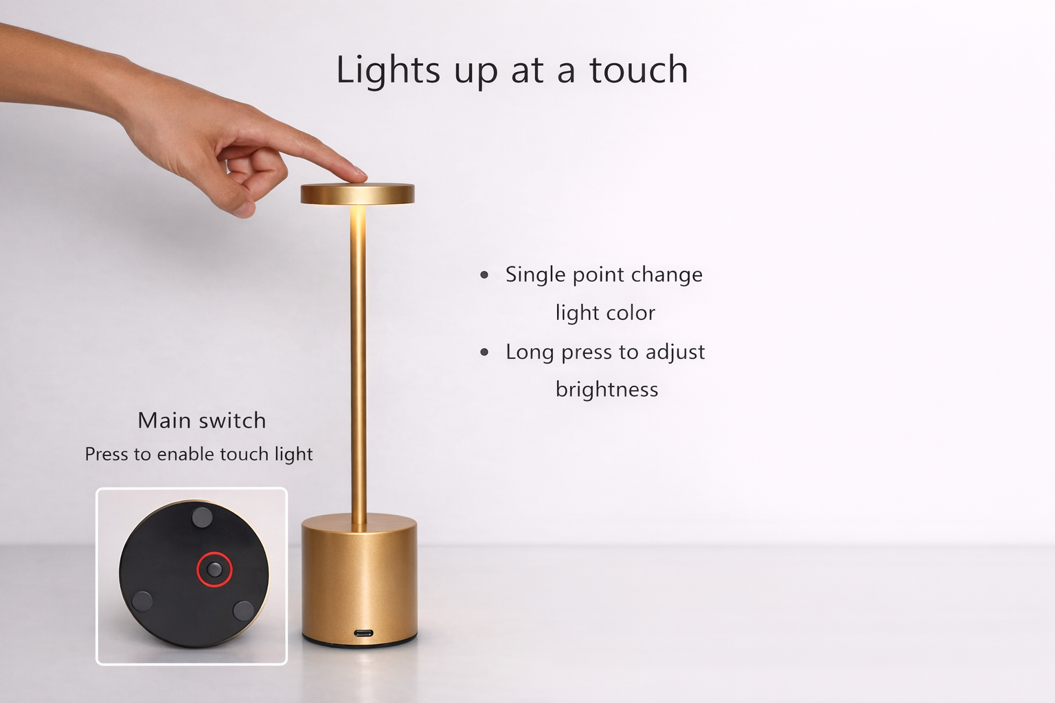 Modern LED Desk Lamp with USB Rechargeable Battery