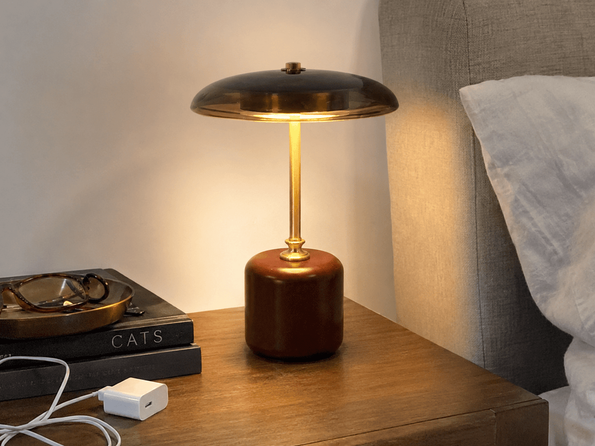Adelina | Brass Glass Bedside Lamp - Luma House