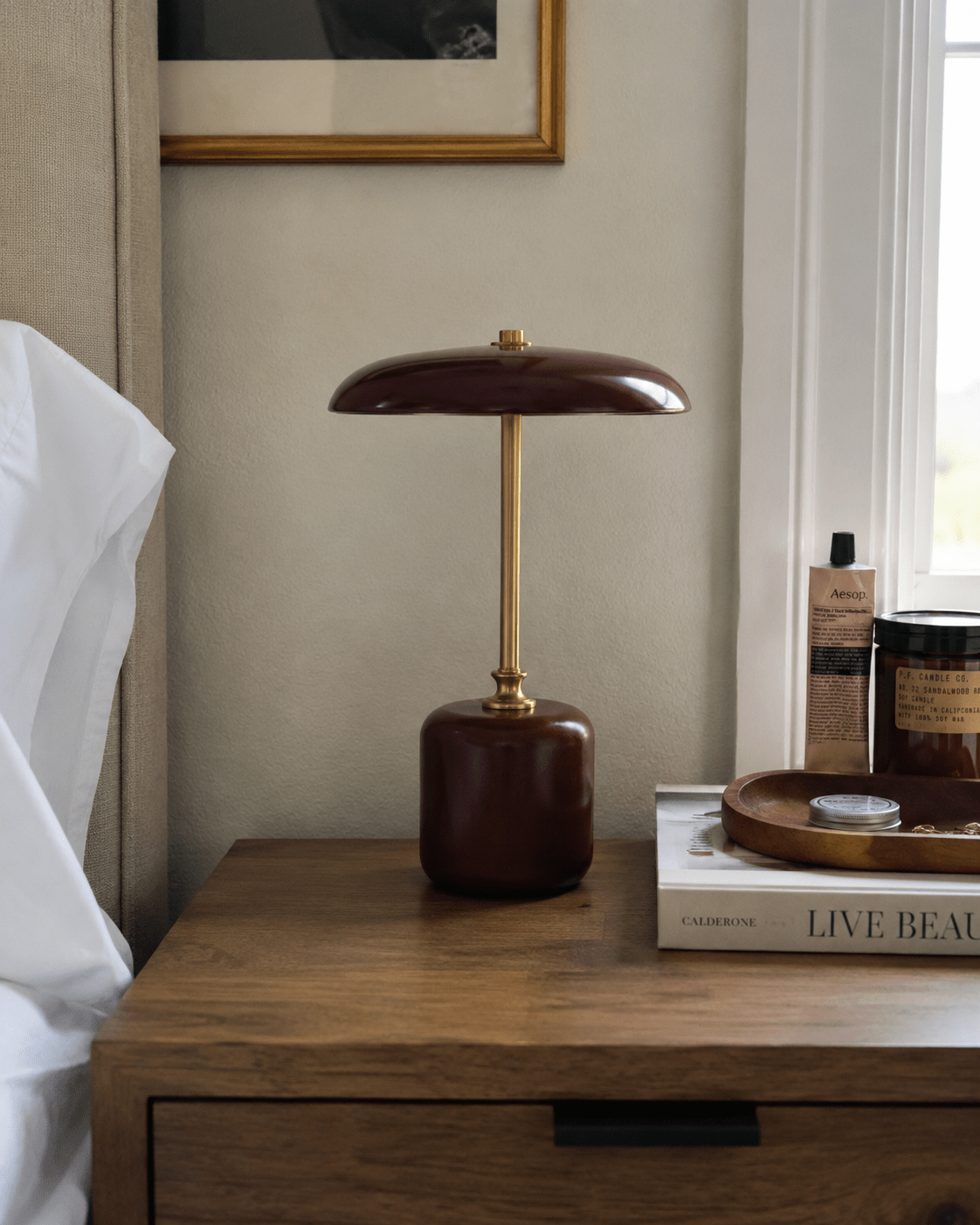 Adelina | Brass Glass Bedside Lamp - Luma House