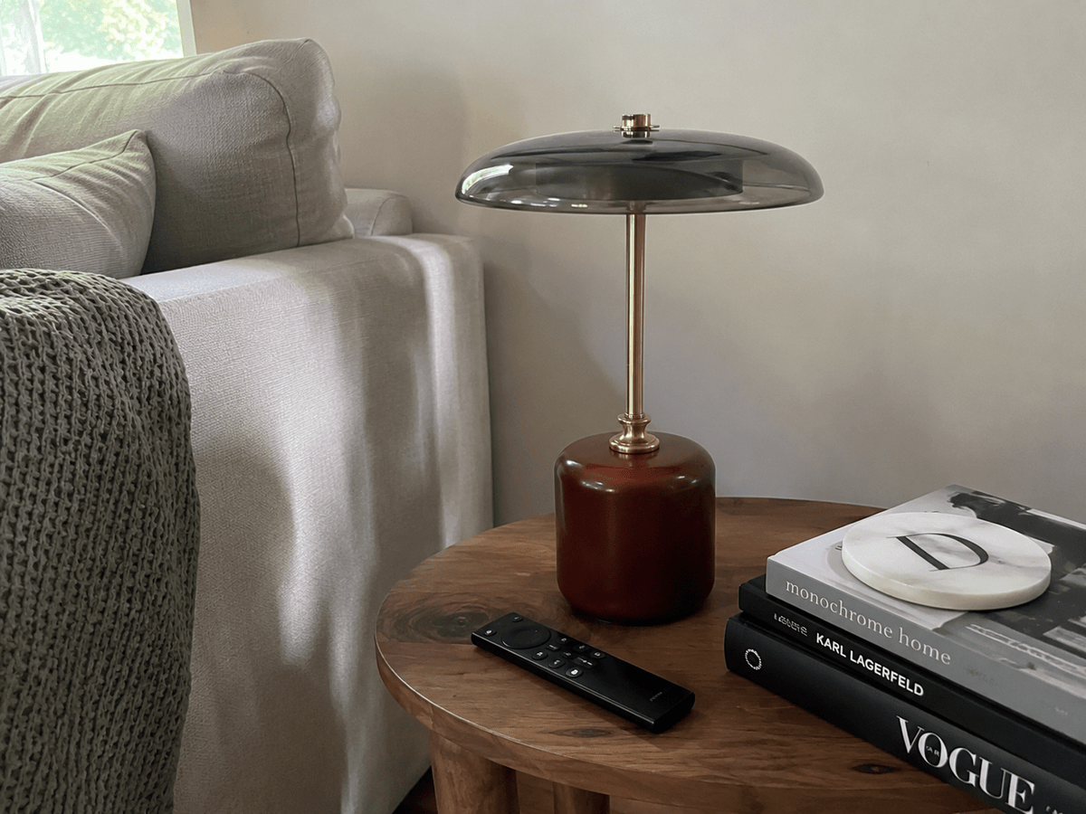 Adelina | Brass Glass Bedside Lamp - Luma House