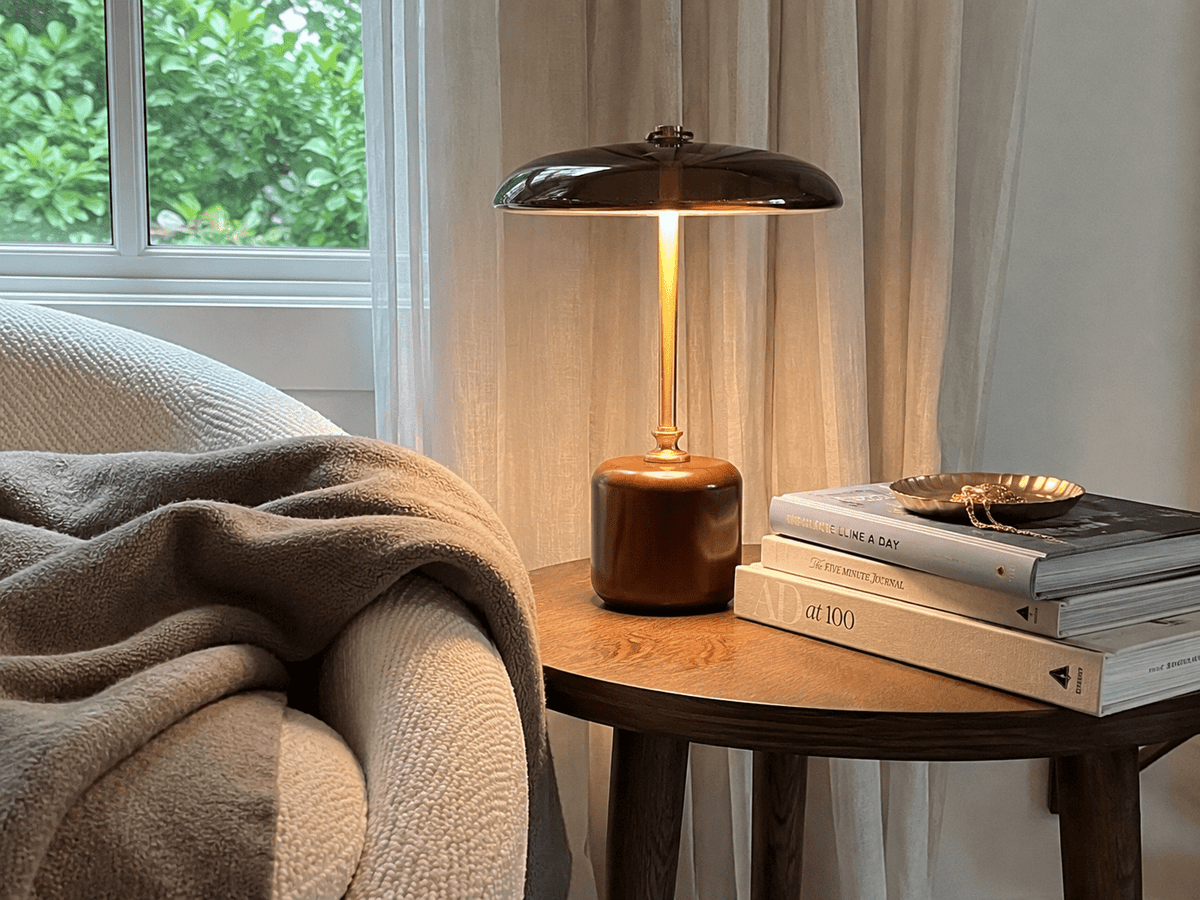 Adelina | Brass Glass Bedside Lamp - Luma House