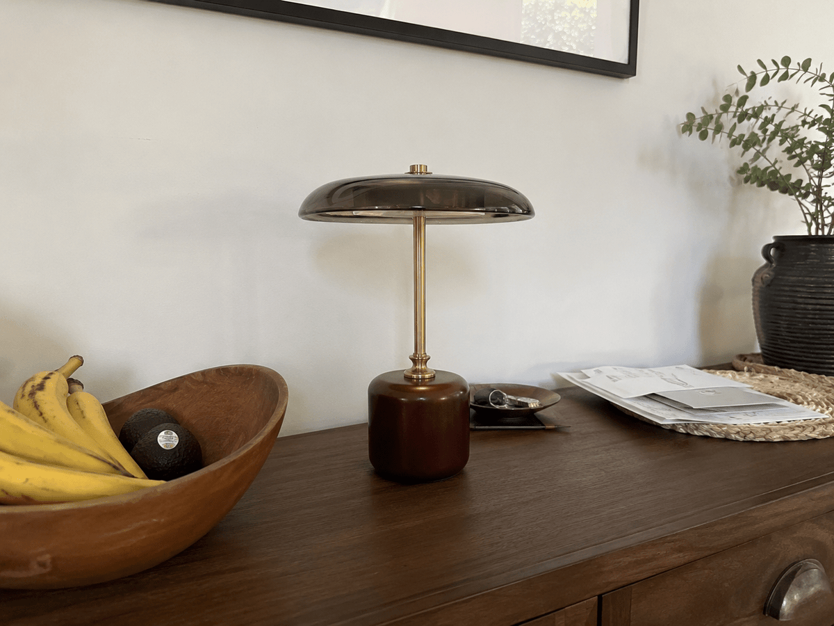 Adelina | Brass Glass Bedside Lamp - Luma House