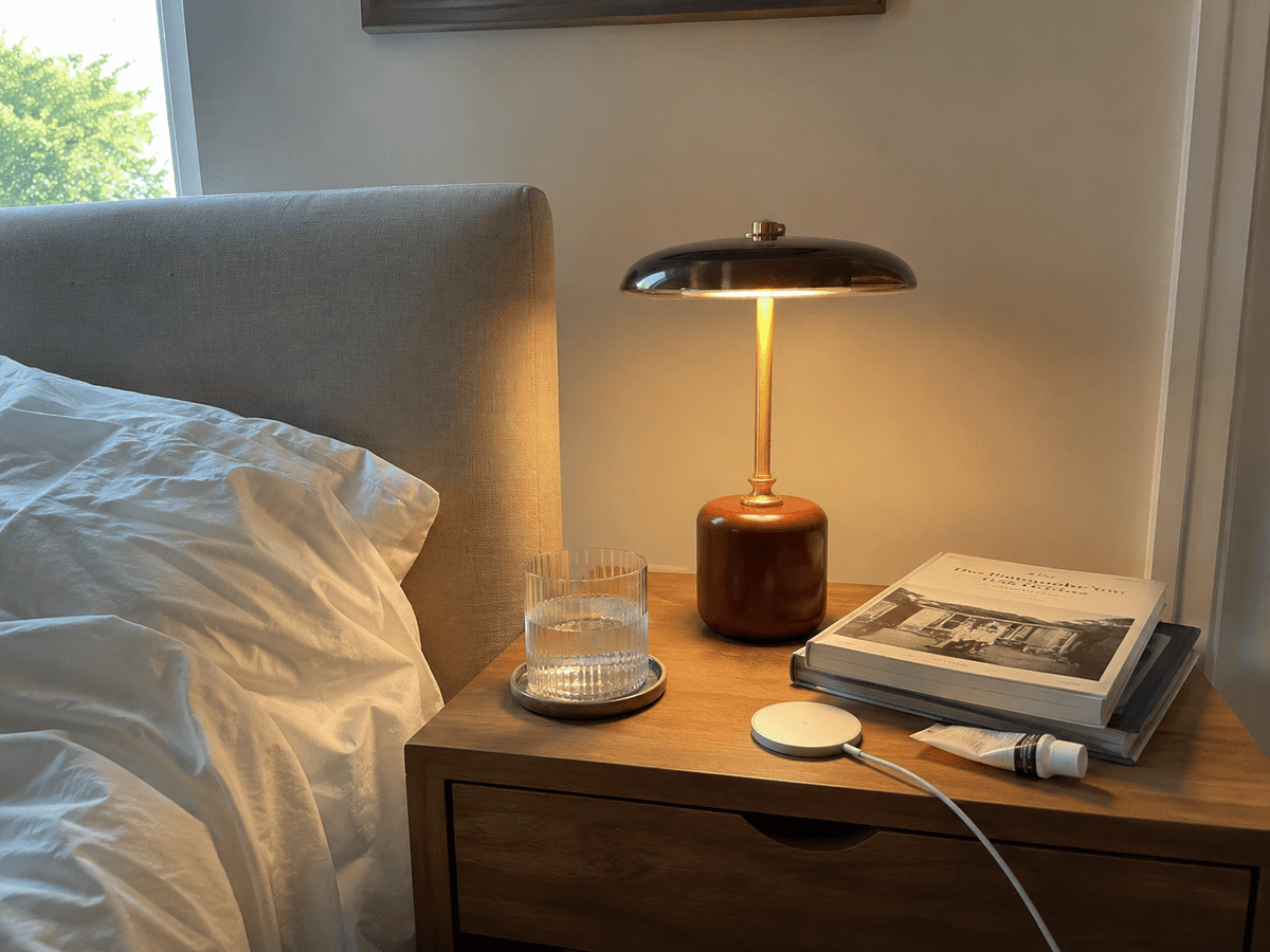Adelina | Brass Glass Bedside Lamp - Luma House