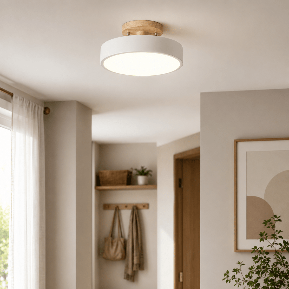Anders | Nordic Round Wood Flush Mount Ceiling Light - Luma House