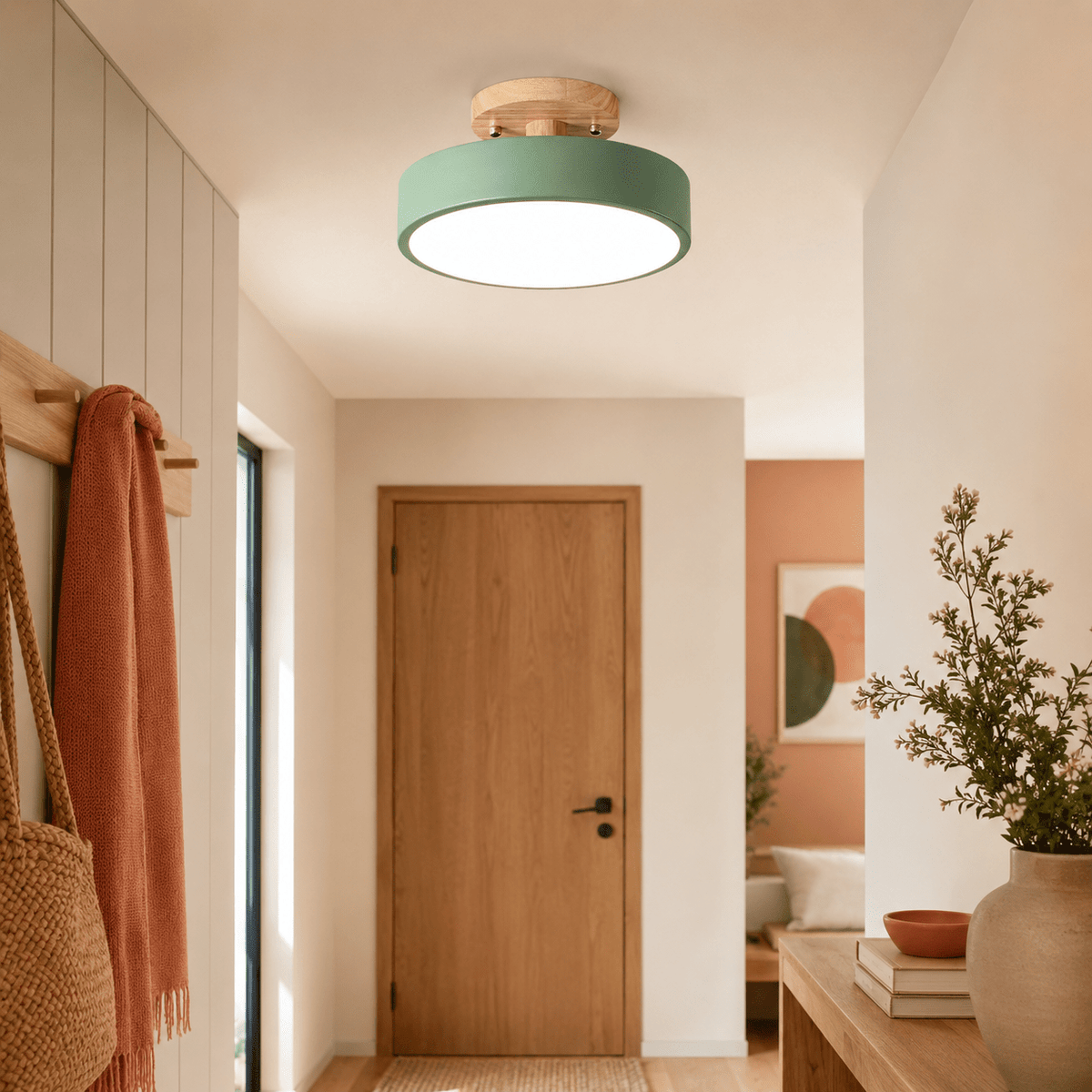 Anders | Nordic Round Wood Flush Mount Ceiling Light - Luma House