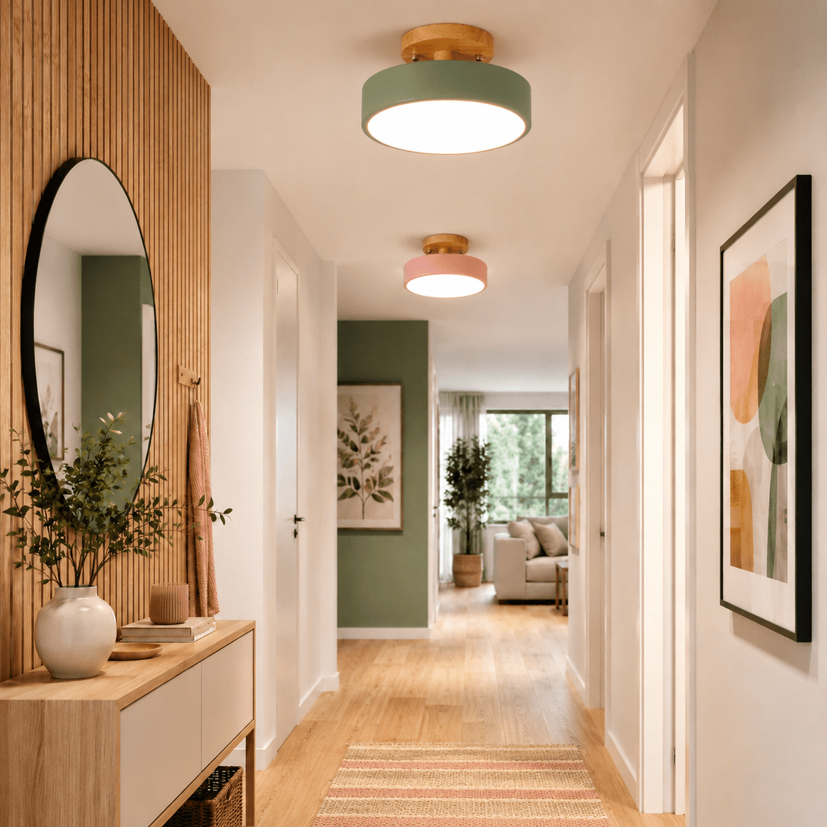 Anders | Nordic Round Wood Flush Mount Ceiling Light - Luma House