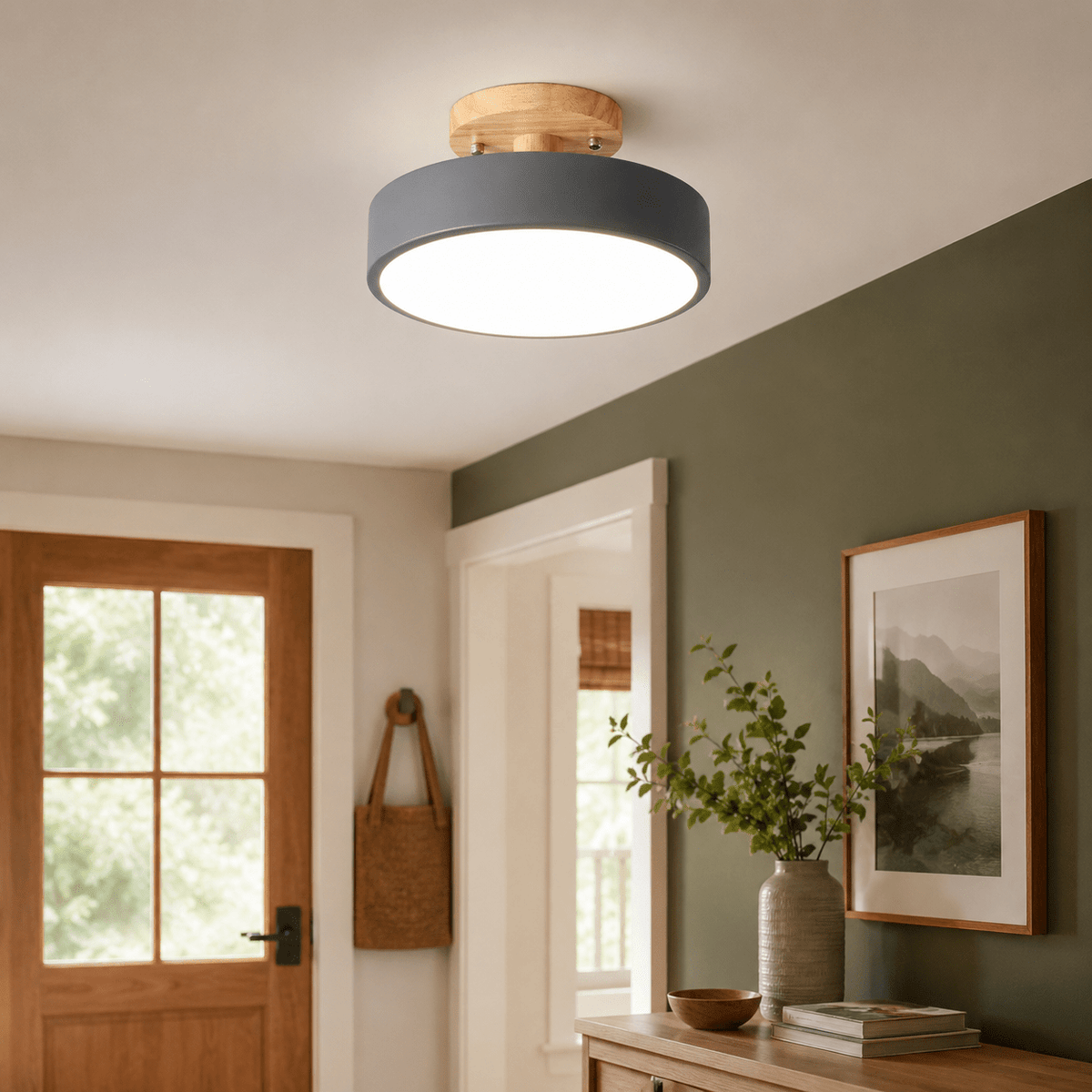 Anders | Nordic Round Wood Flush Mount Ceiling Light - Luma House