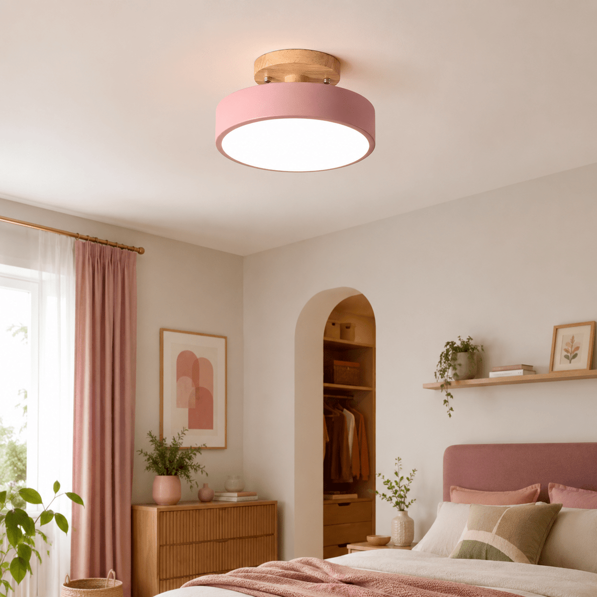 Anders | Nordic Round Wood Flush Mount Ceiling Light - Luma House