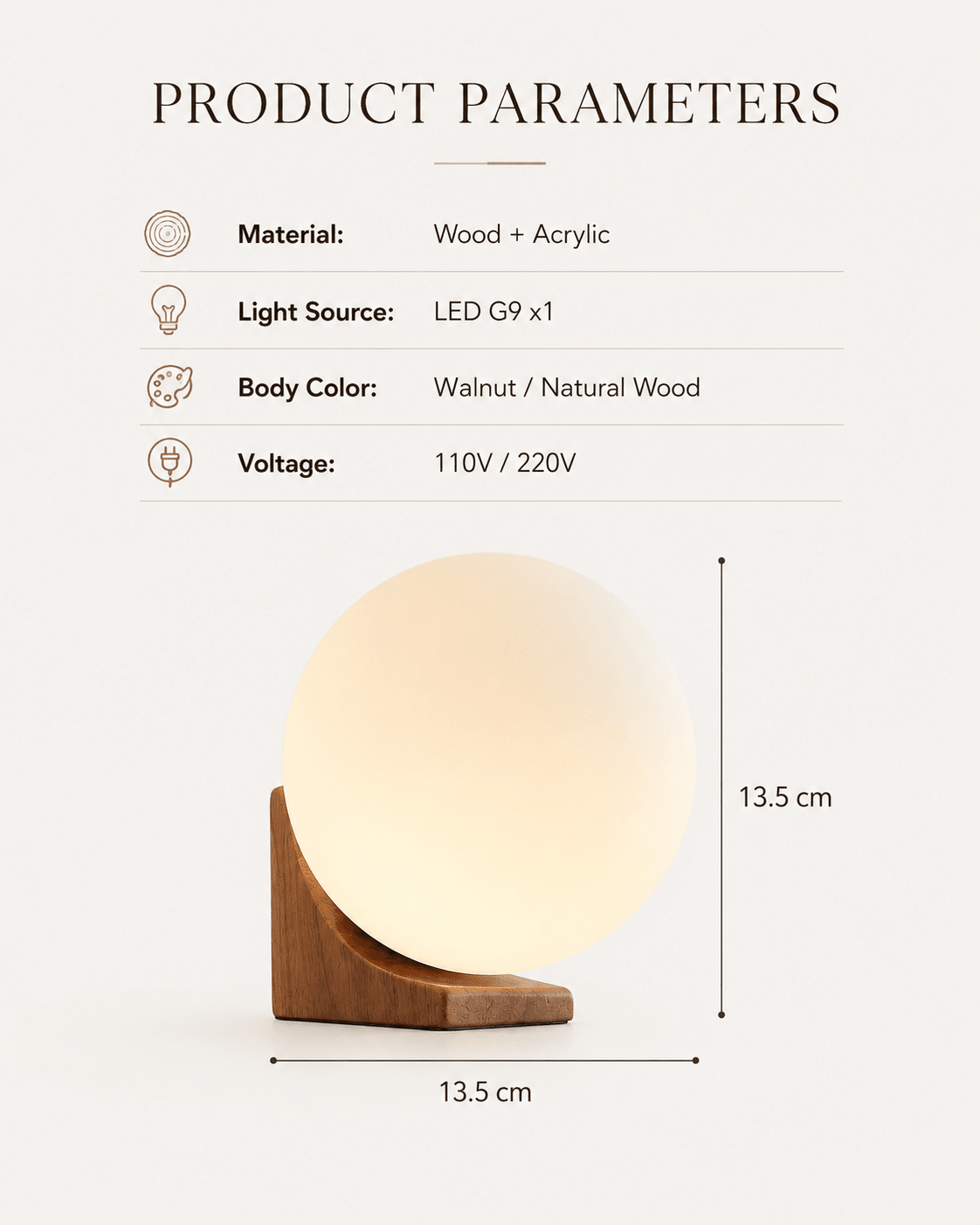 Aurea | Wooden Globe Wall Lamp - Luma House
