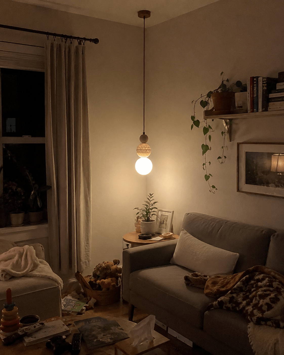 Briar | Travertine Wood Globe Pendant Light - Luma House