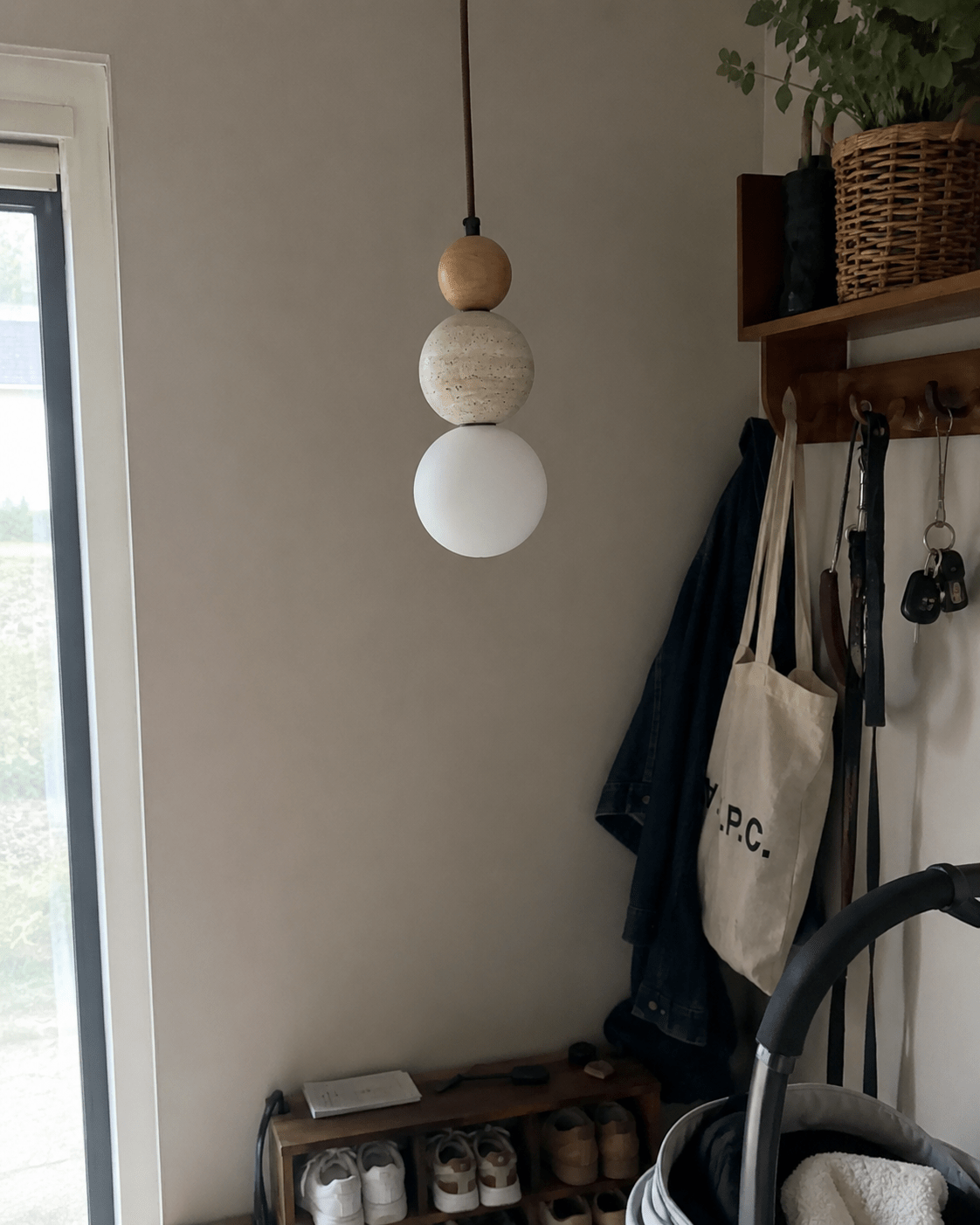Briar | Travertine Wood Globe Pendant Light - Luma House