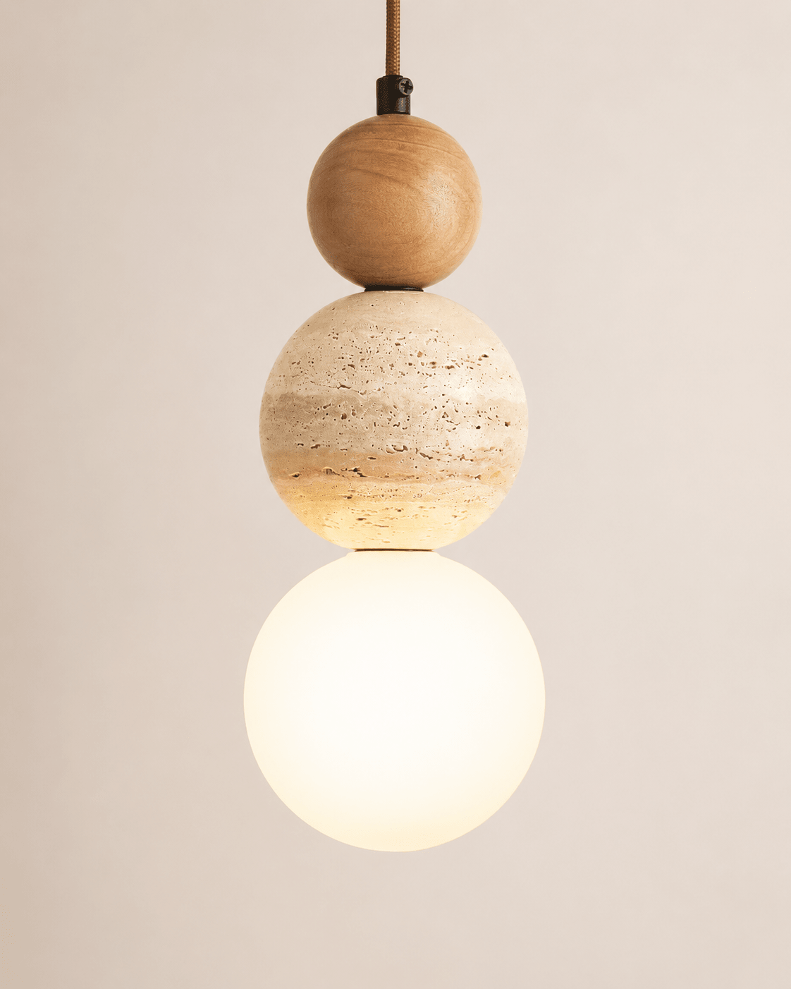 Briar | Travertine Wood Globe Pendant Light - Luma House