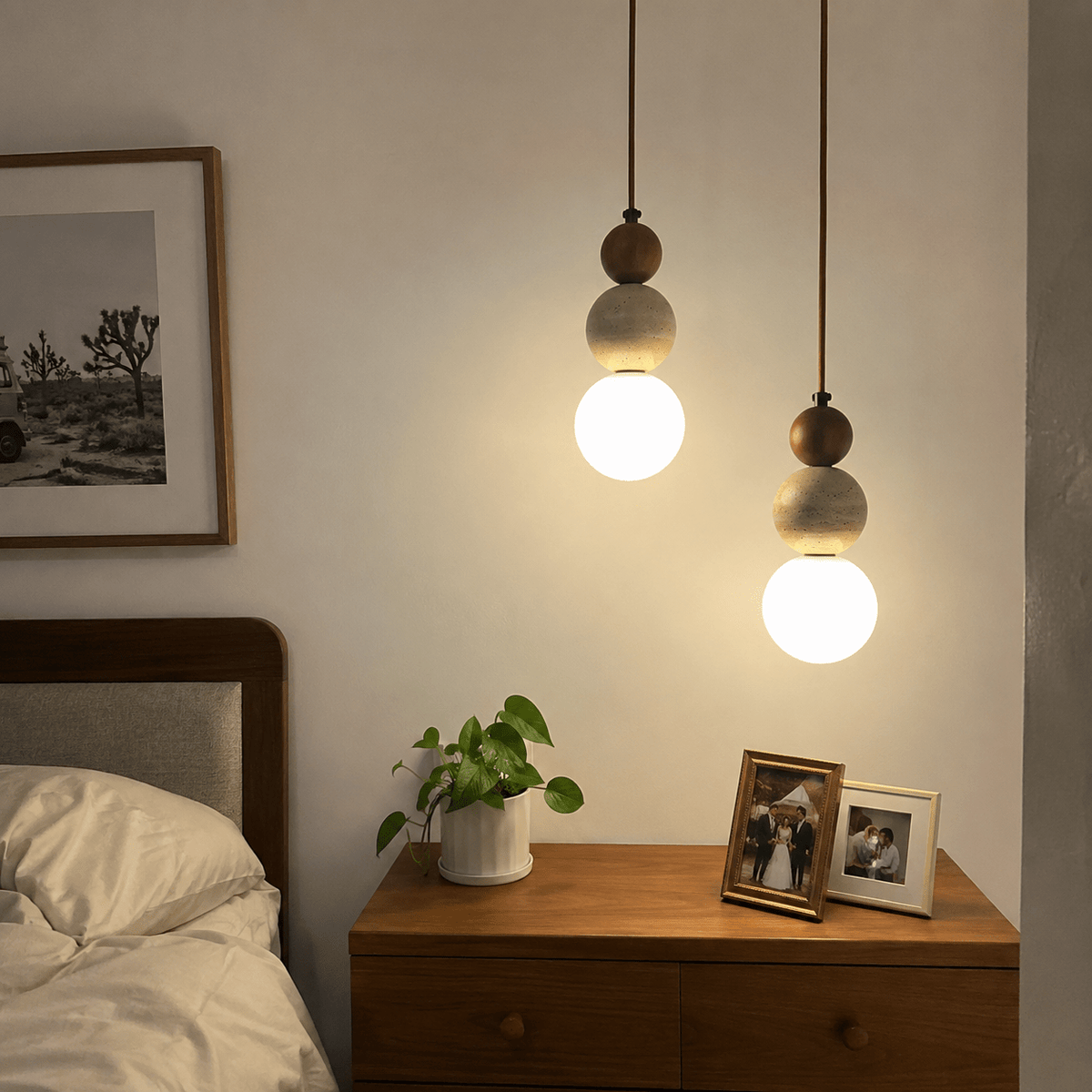 Briar | Travertine Wood Globe Pendant Light - Luma House