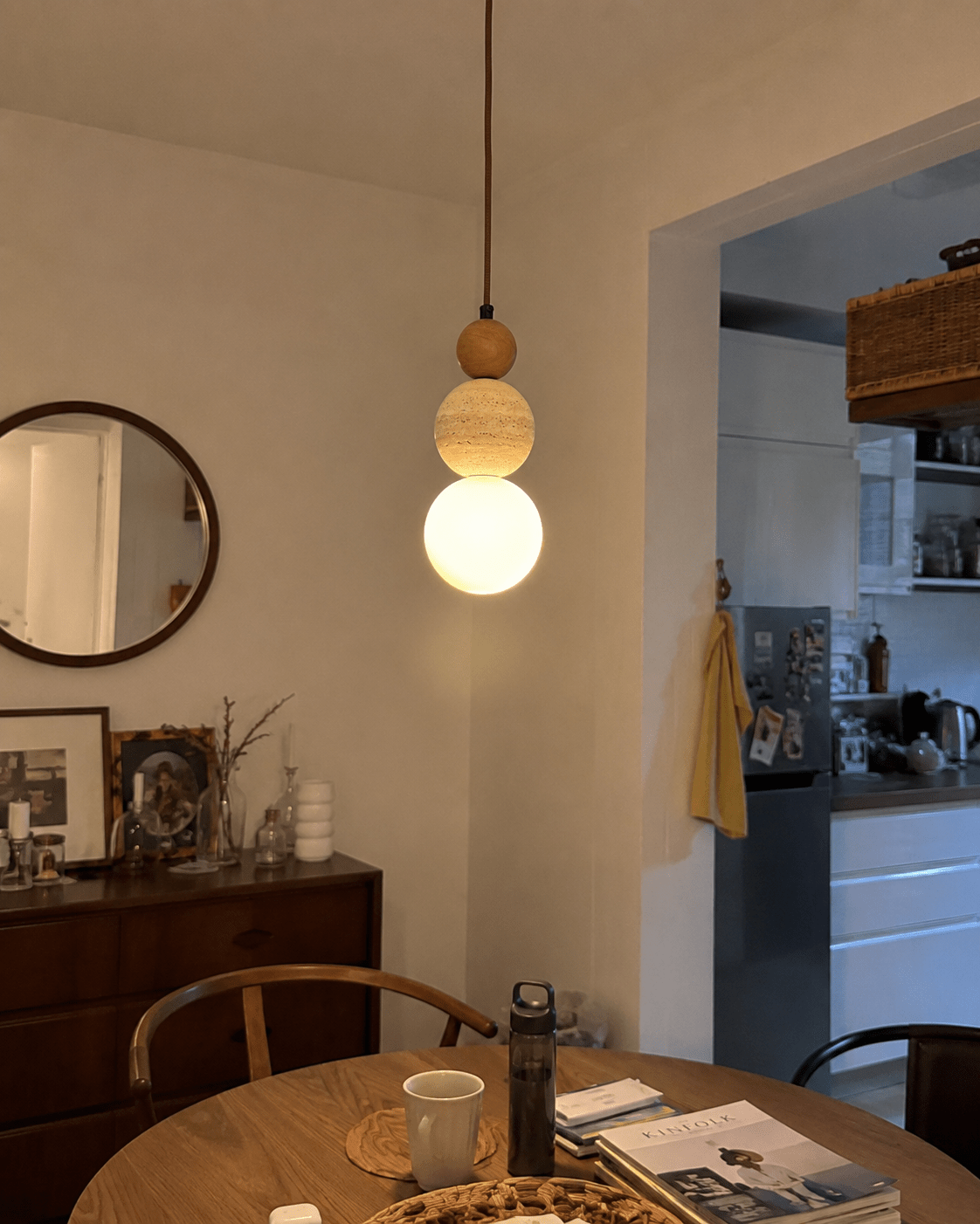 Briar | Travertine Wood Globe Pendant Light - Luma House