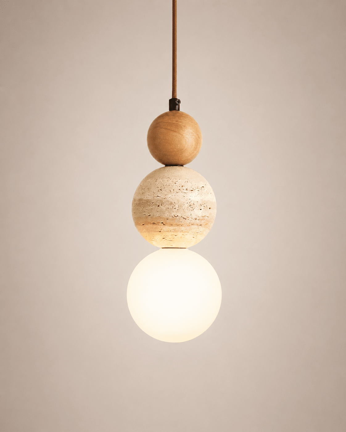 Briar | Travertine Wood Globe Pendant Light - Luma House