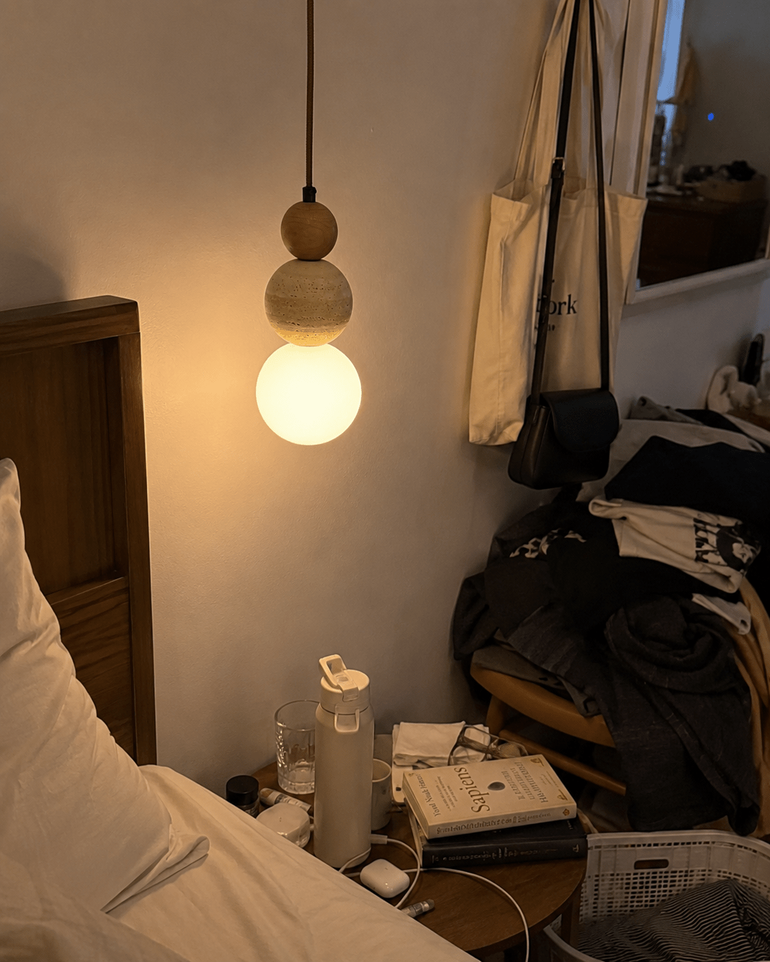 Briar | Travertine Wood Globe Pendant Light - Luma House