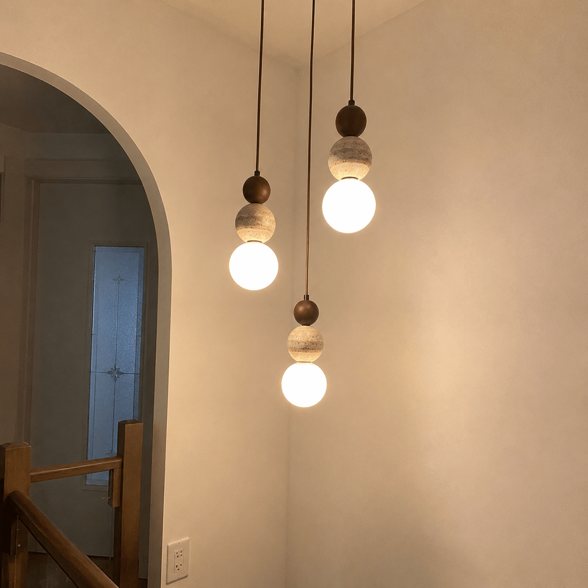 Briar | Travertine Wood Globe Pendant Light - Luma House