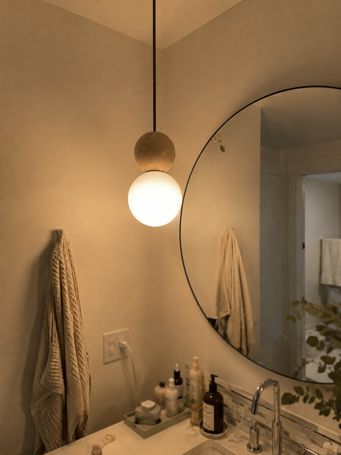 Callum | Travertine Globe Pendant - Luma House